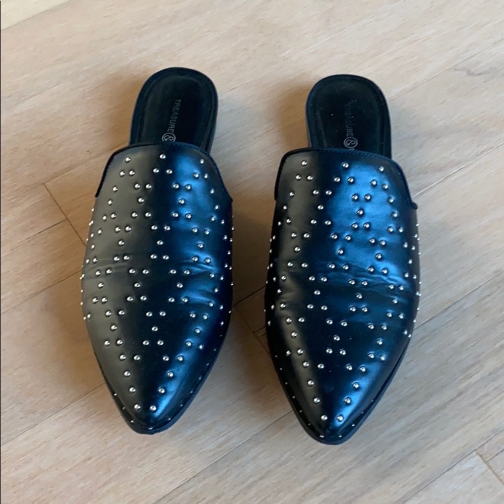 Black Studded Mules